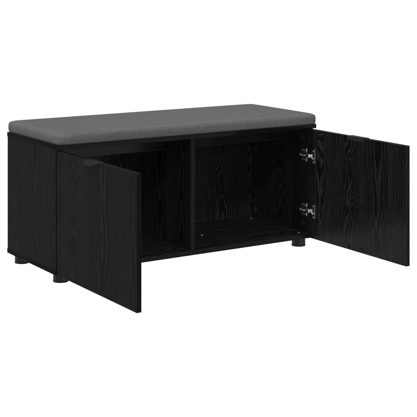 Hallbænk med pude Sort Eg 100 x 38 x 46 cm Kunstigt træ og stof