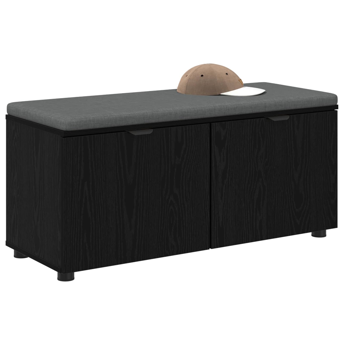 Hallbænk med pude Sort Eg 100 x 38 x 46 cm Kunstigt træ og stof
