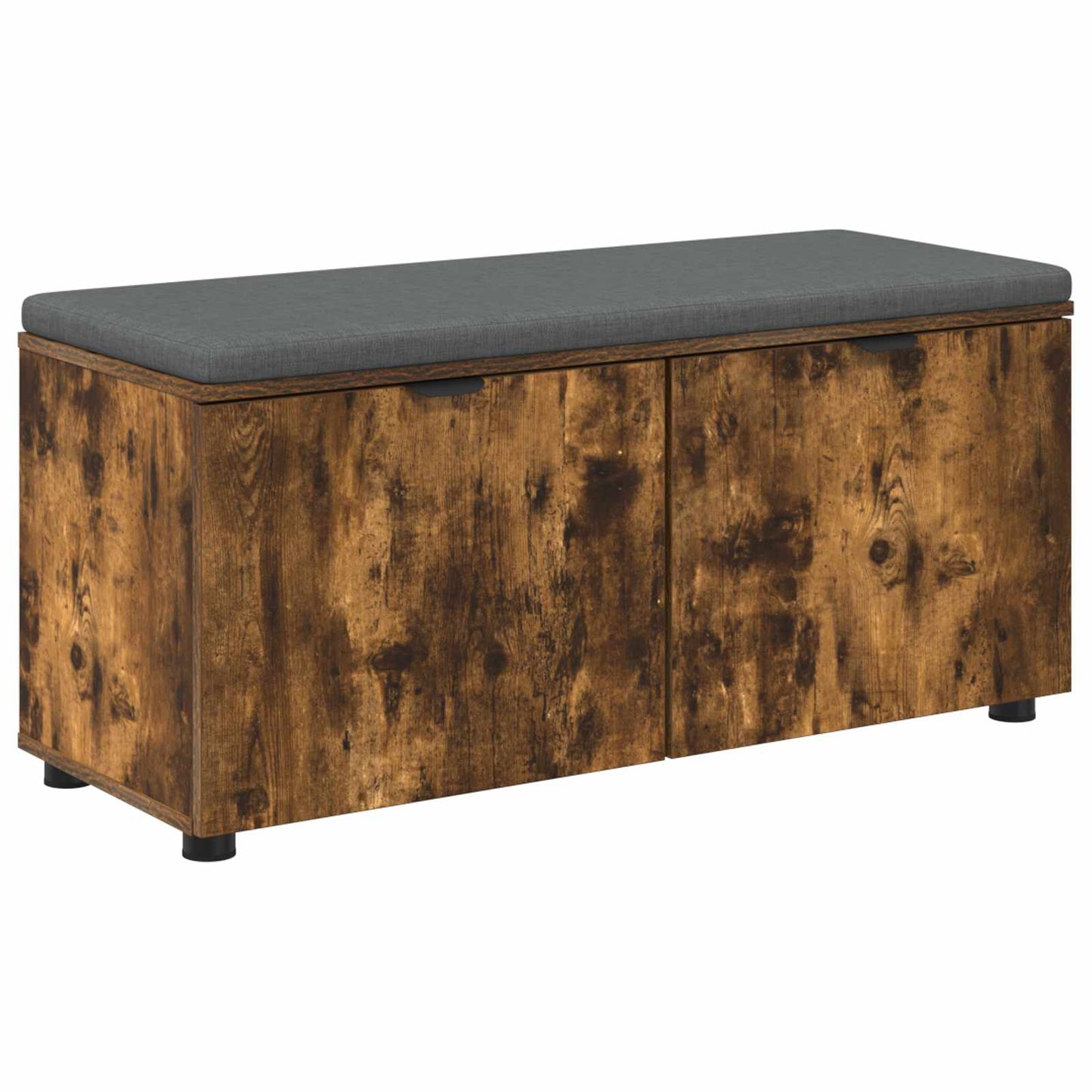 Hallbænk med dør Røget Eg 100 x 38 x 46 cm Kunstigt træ og stof