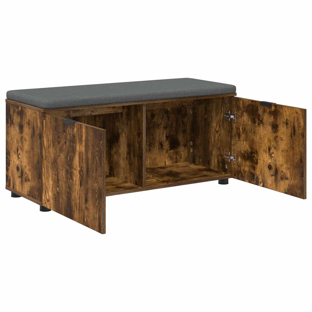 Hallbænk med dør Røget Eg 100 x 38 x 46 cm Kunstigt træ og stof