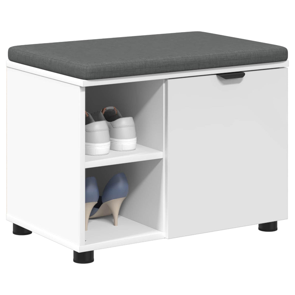 Hallbænk med pude Hvid 60 x 38 x 46 cm Kunstigt træ og stof