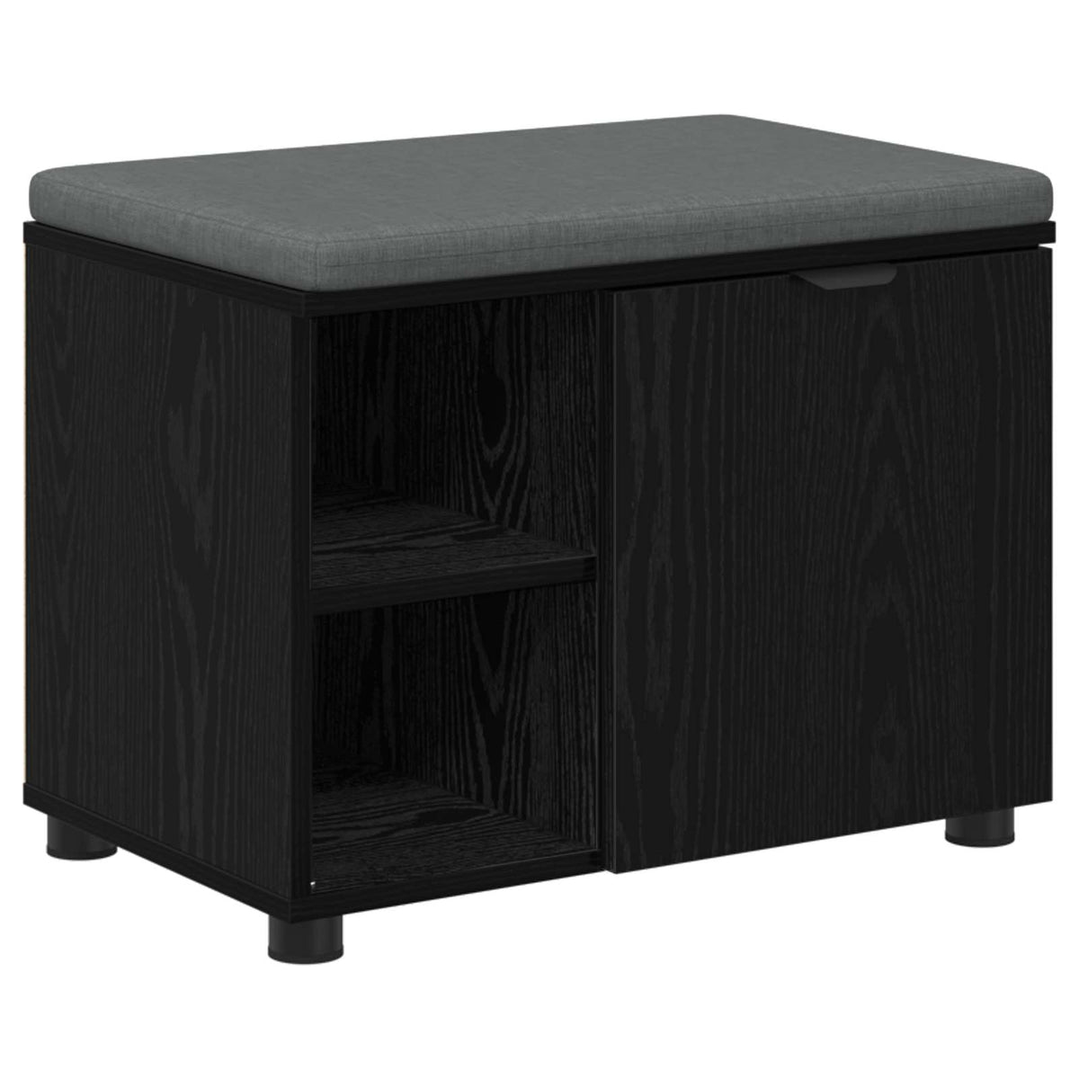 Hallbænk med pude Sort Eg 60 x 38 x 46 cm Kunstigt træ og stof