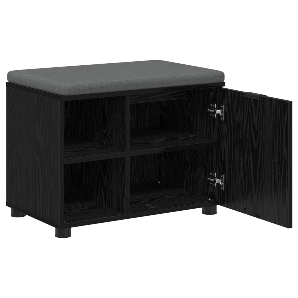 Hallbænk med pude Sort Eg 60 x 38 x 46 cm Kunstigt træ og stof