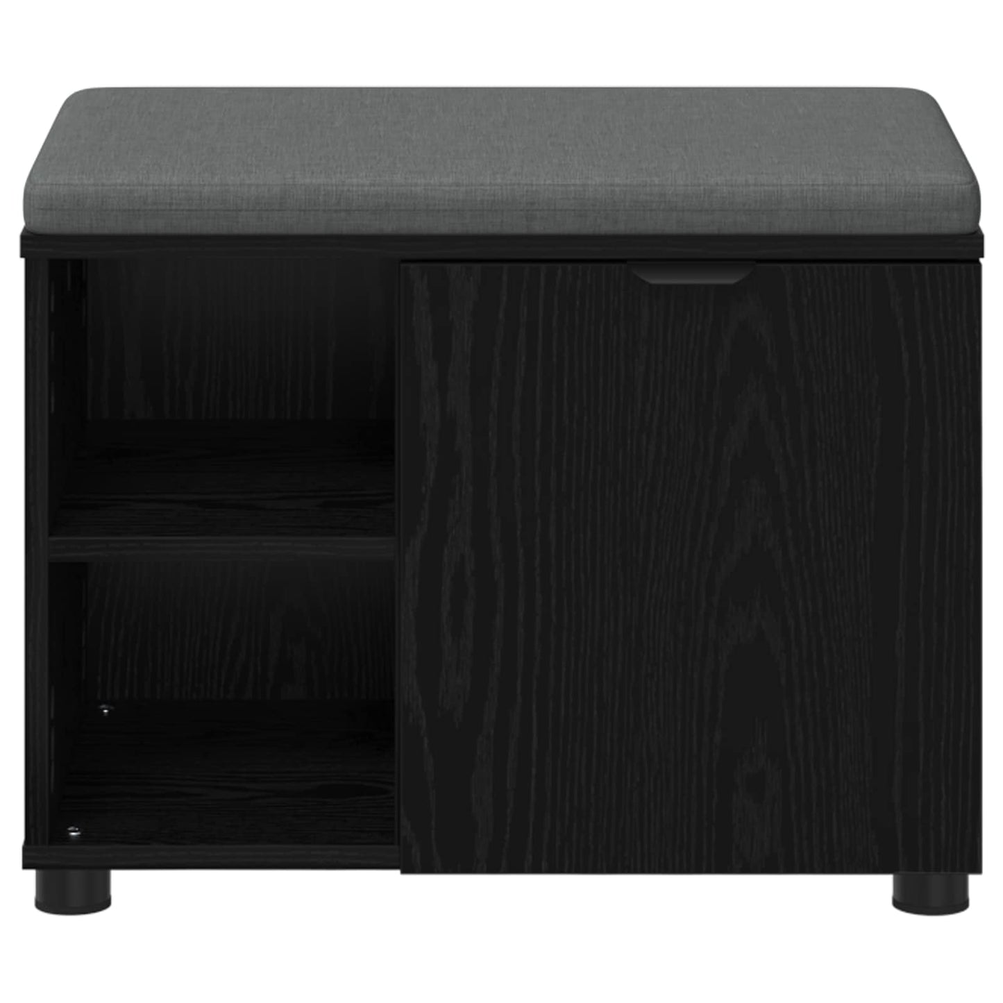 Hallbænk med pude Sort Eg 60 x 38 x 46 cm Kunstigt træ og stof