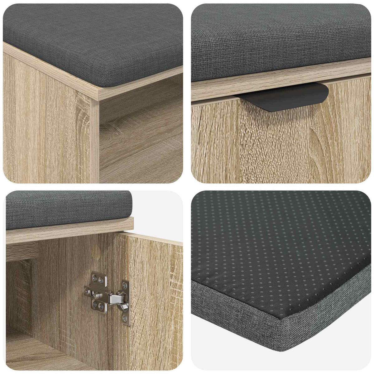Hallbænk med dør Sonoma eg 60 x 38 x 46 cm Kunstigt træ og stof
