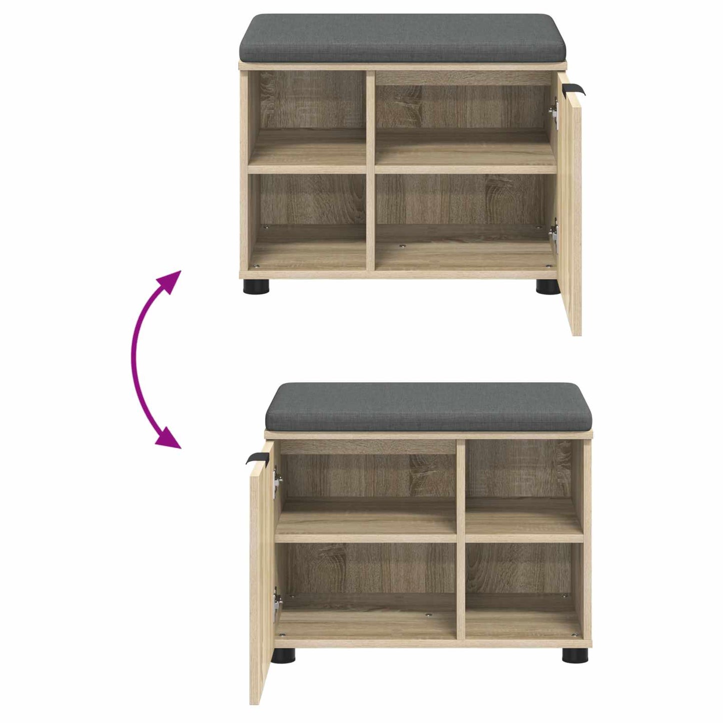 Hallbænk med dør Sonoma eg 60 x 38 x 46 cm Kunstigt træ og stof