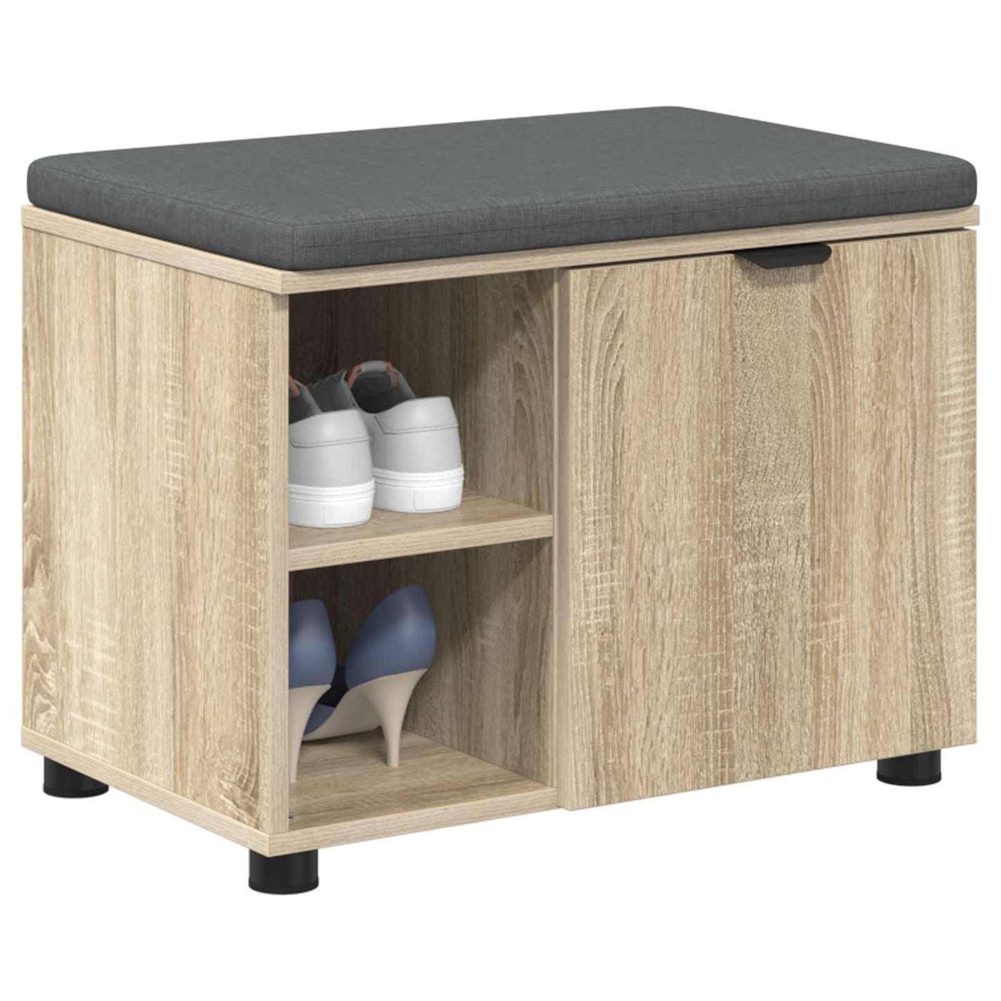 Hallbænk med dør Sonoma eg 60 x 38 x 46 cm Kunstigt træ og stof