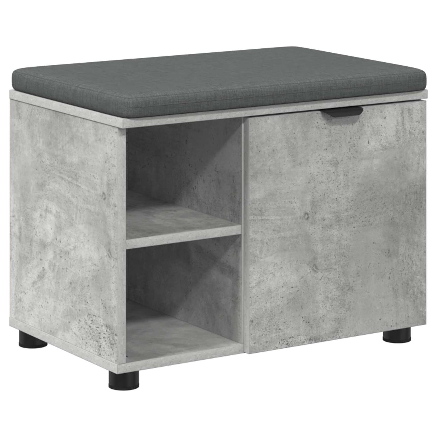Hallbænk med pude BetonGrå 60 x 38 x 46 cm Kunstigt træ og stof