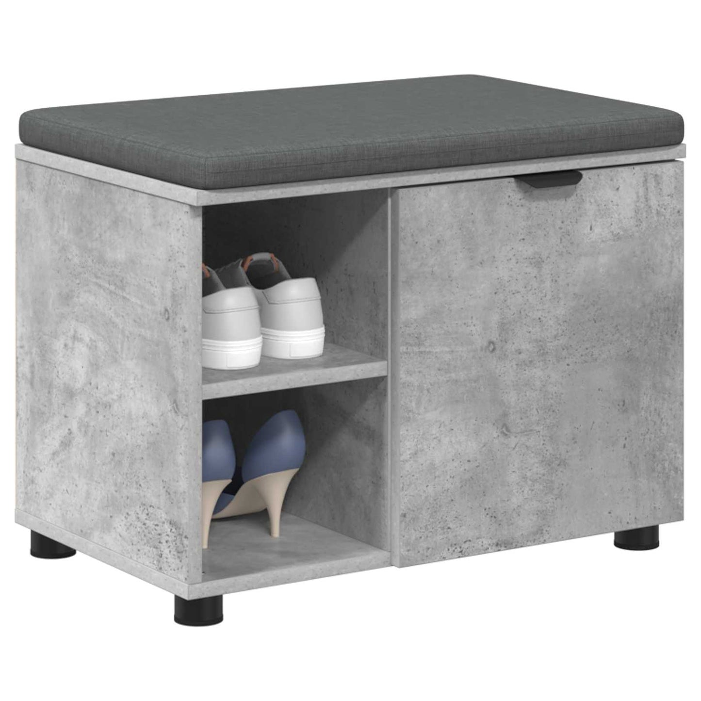 Hallbænk med pude BetonGrå 60 x 38 x 46 cm Kunstigt træ og stof