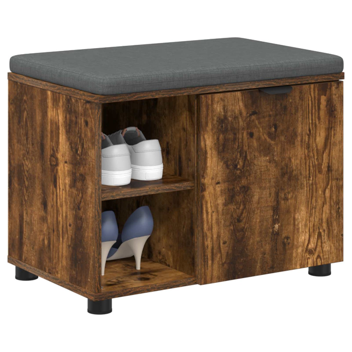 Hallbænk med pude Røget Eg 60 x 38 x 46 cm Kunstigt træ og stof