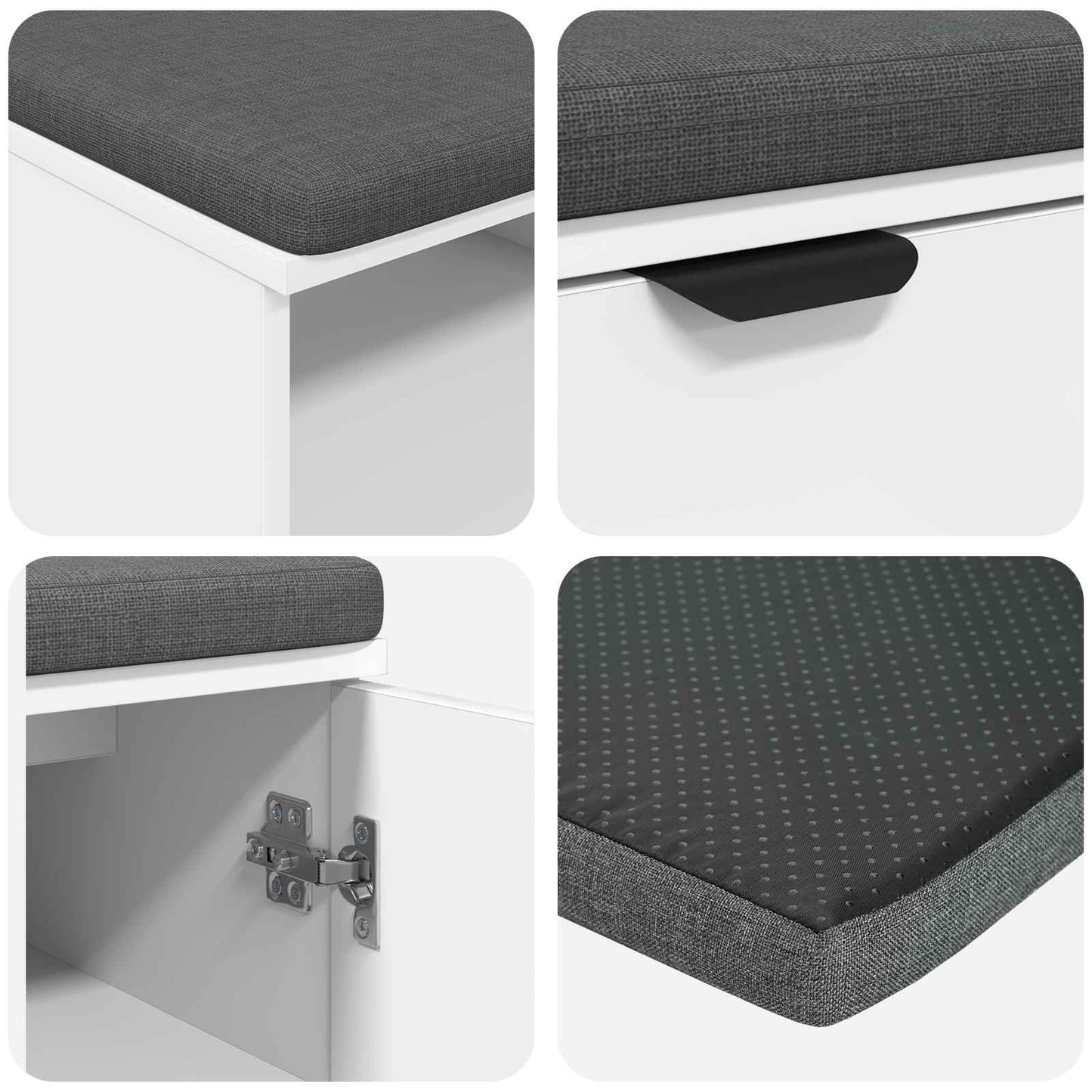 Hallbænk med pude Hvid 80 x 38 x 46 cm Kunstigt træ og stof