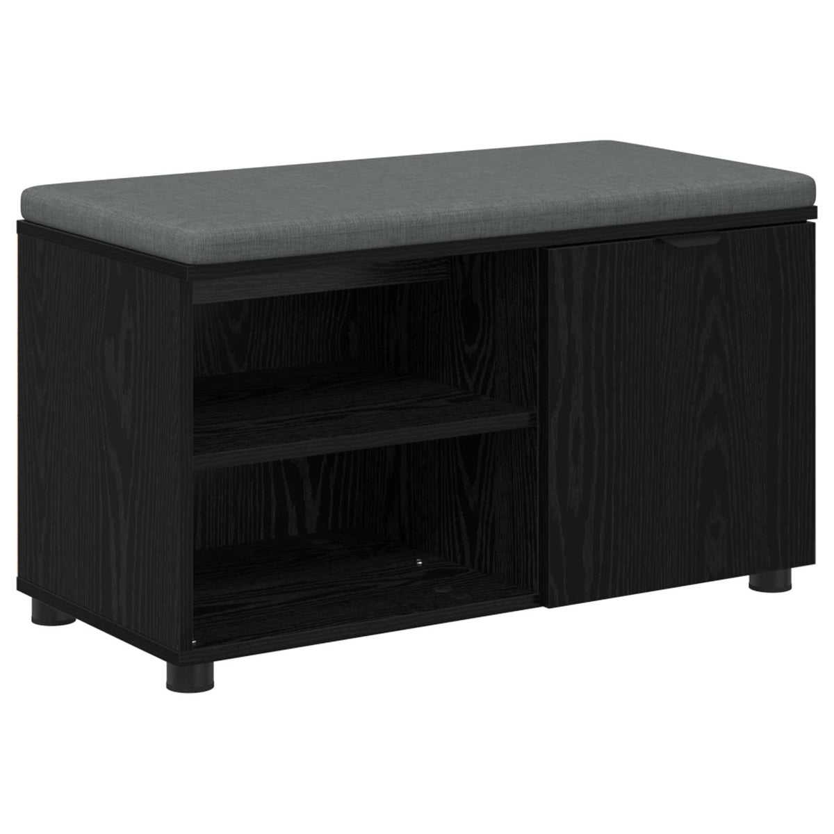 Hallbænk med pude Sort Eg 80 x 38 x 46 cm Kunstigt træ og stof
