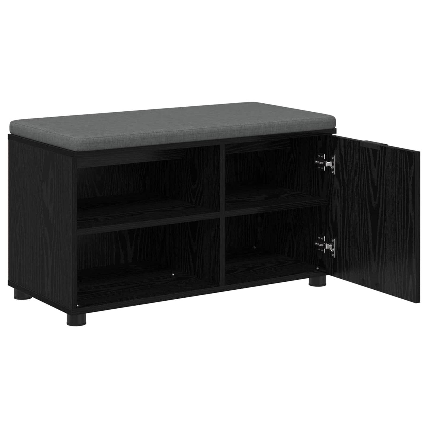 Hallbænk med pude Sort Eg 80 x 38 x 46 cm Kunstigt træ og stof