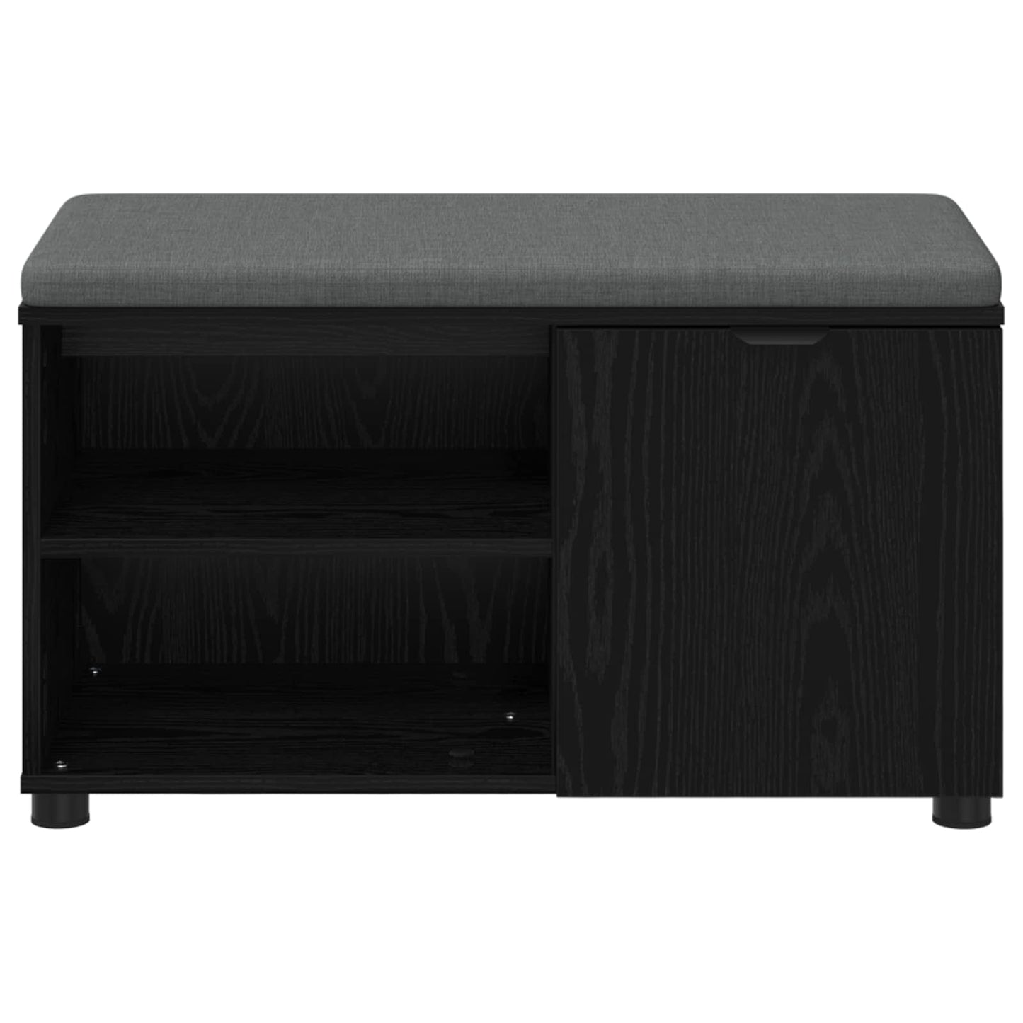 Hallbænk med pude Sort Eg 80 x 38 x 46 cm Kunstigt træ og stof
