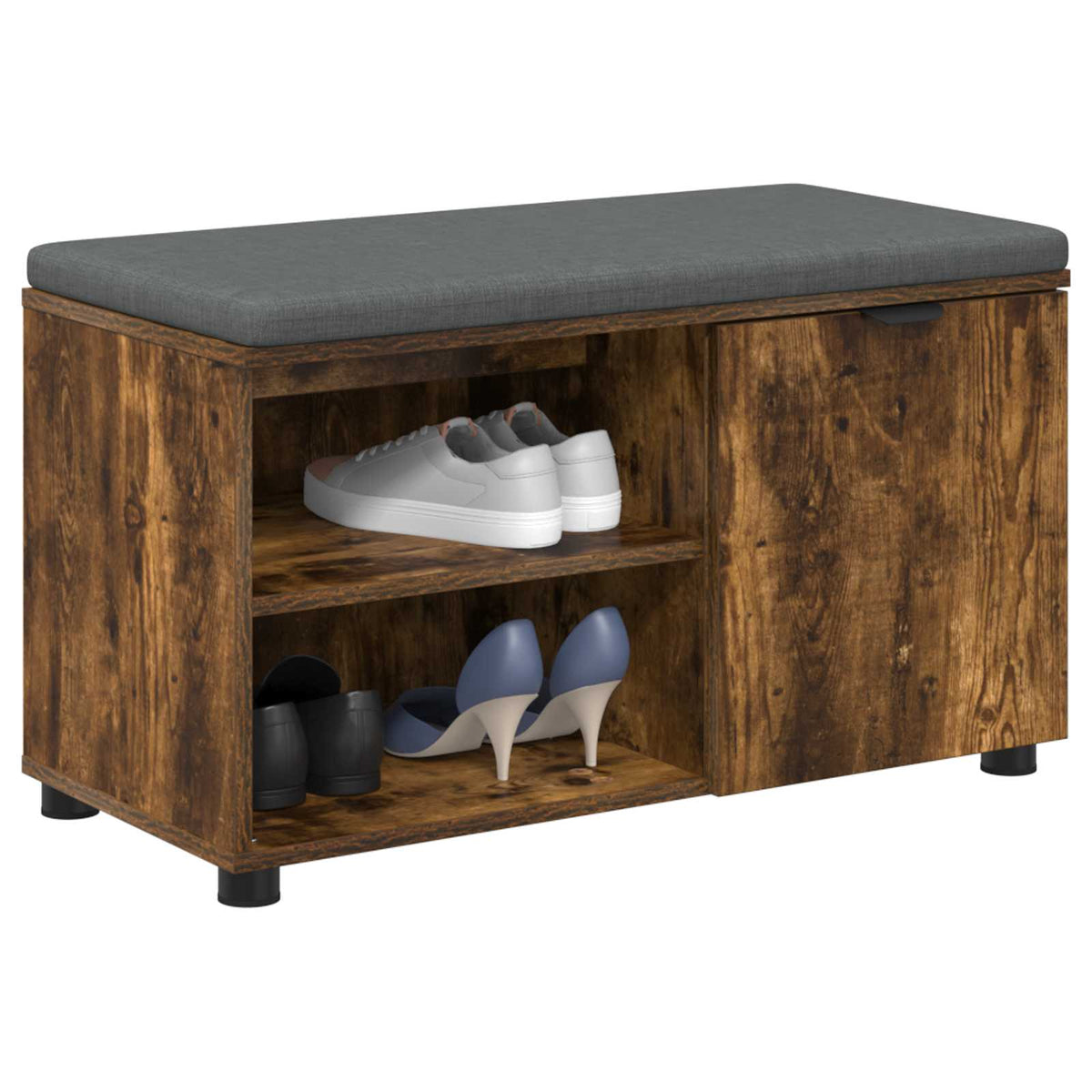 Hallbænk med pude Røget Eg 80 x 38 x 46 cm Kunstigt træ og stof