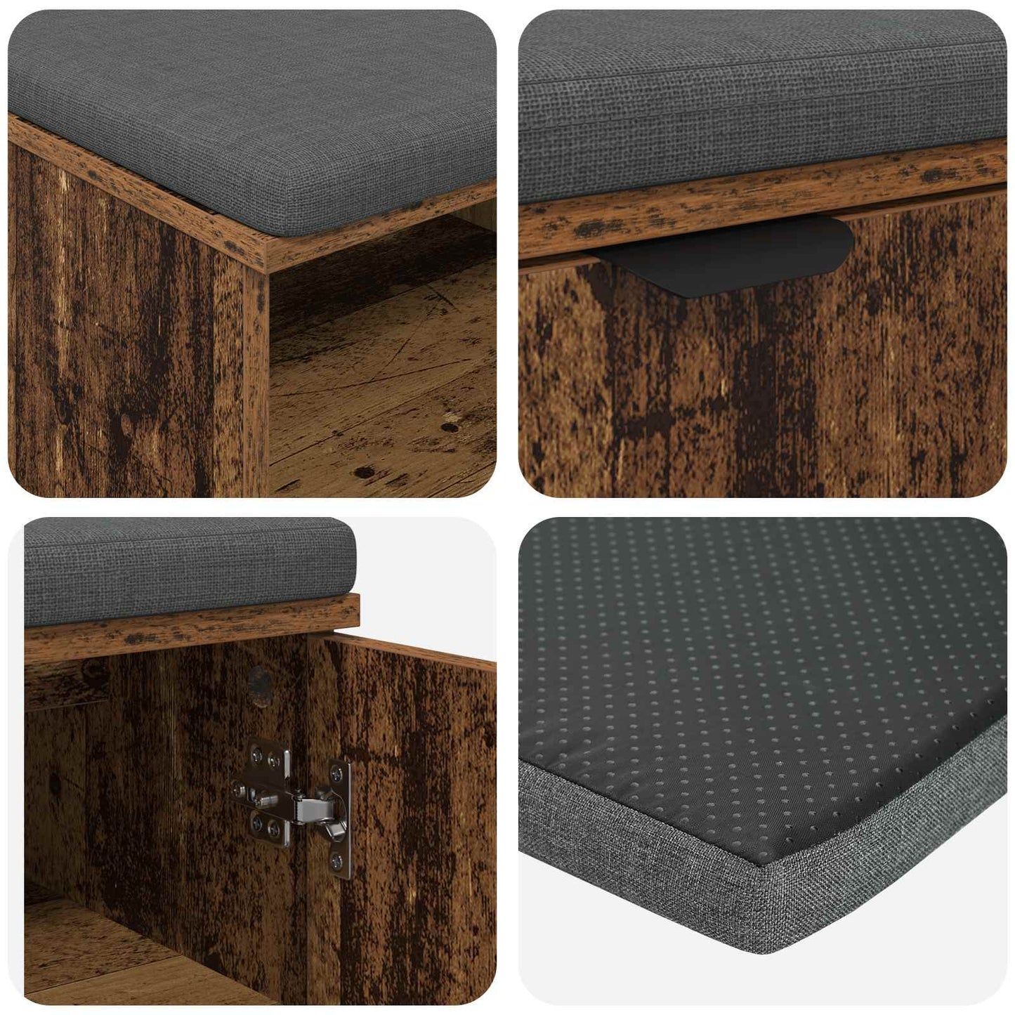 Hallbænk Gammelt træ 80 x 38 x 46 cm Kunstigt træ og stof