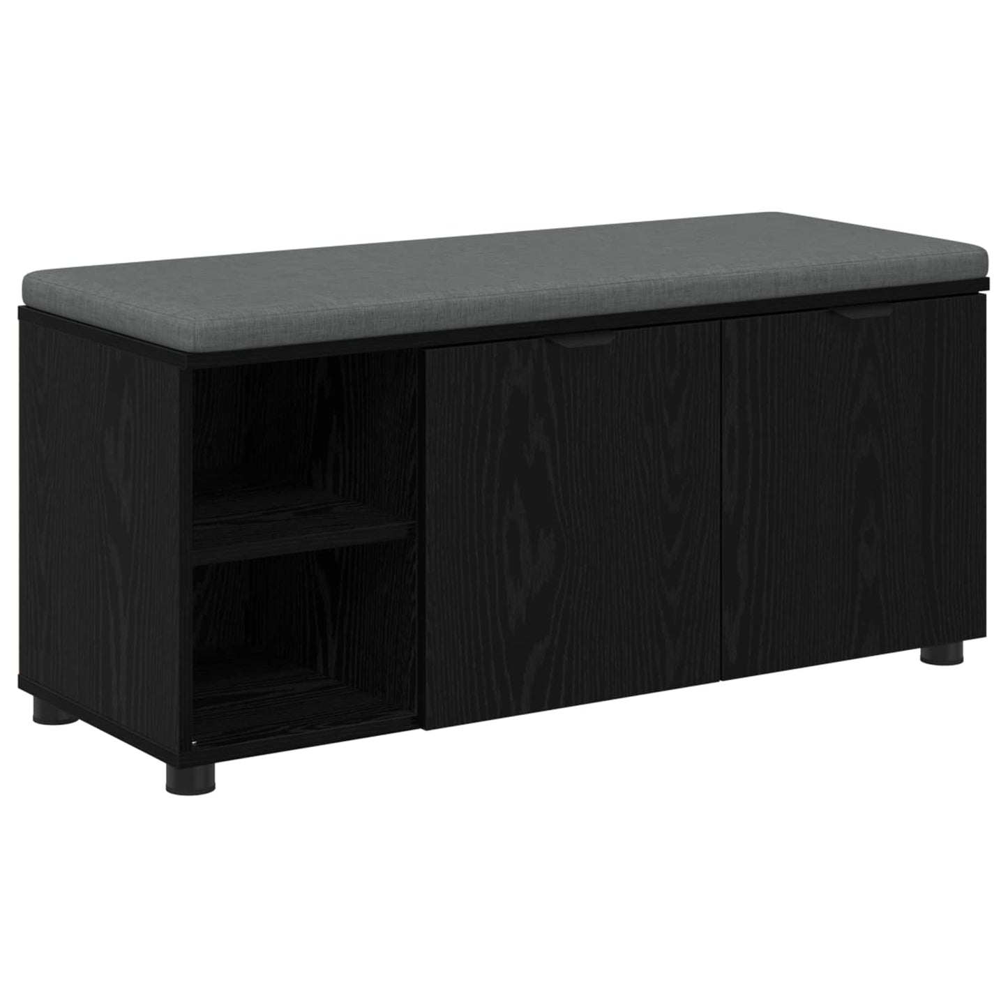 Hallbænk med pude Sort Eg 100 x 38 x 46 cm Kunstigt træ og stof