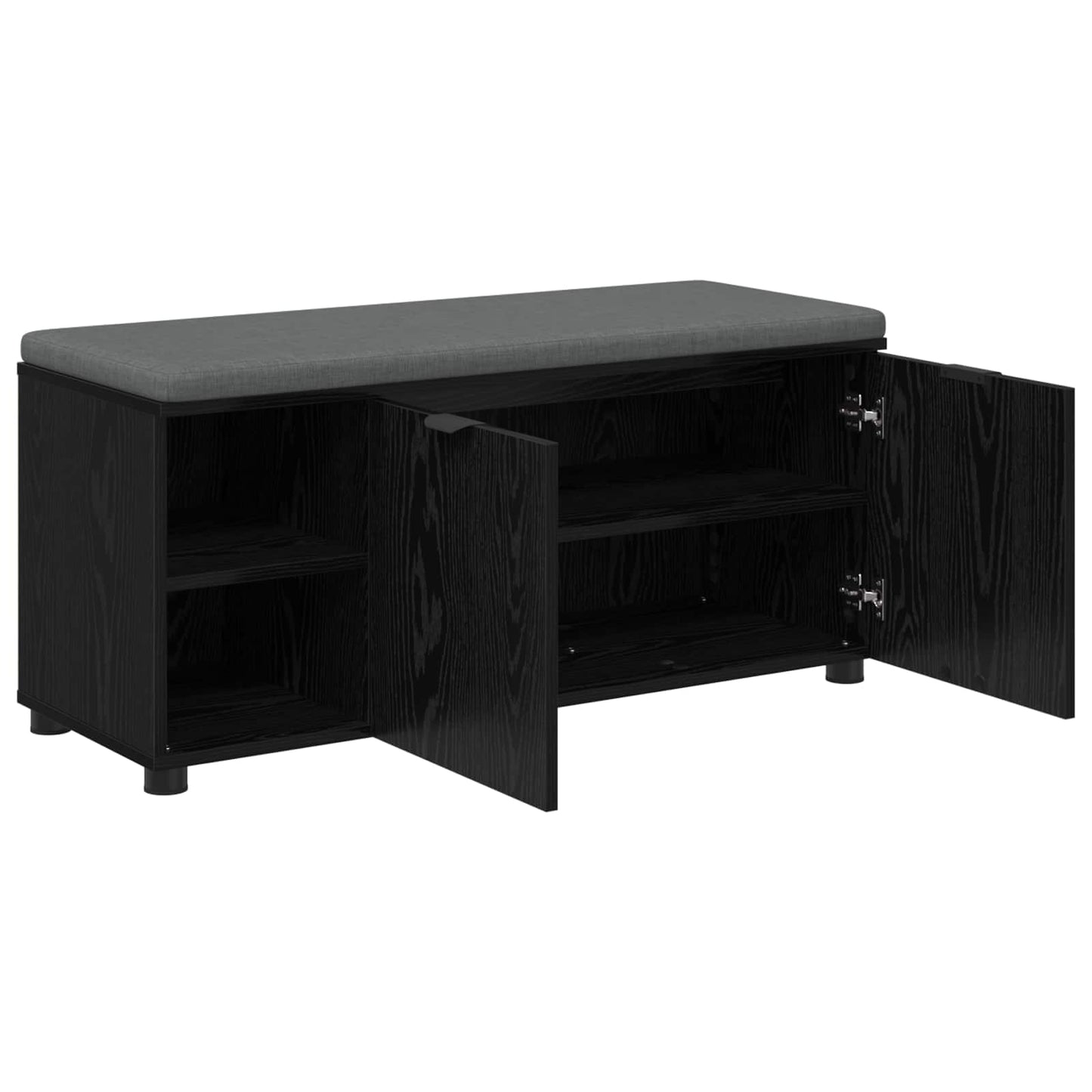 Hallbænk med pude Sort Eg 100 x 38 x 46 cm Kunstigt træ og stof