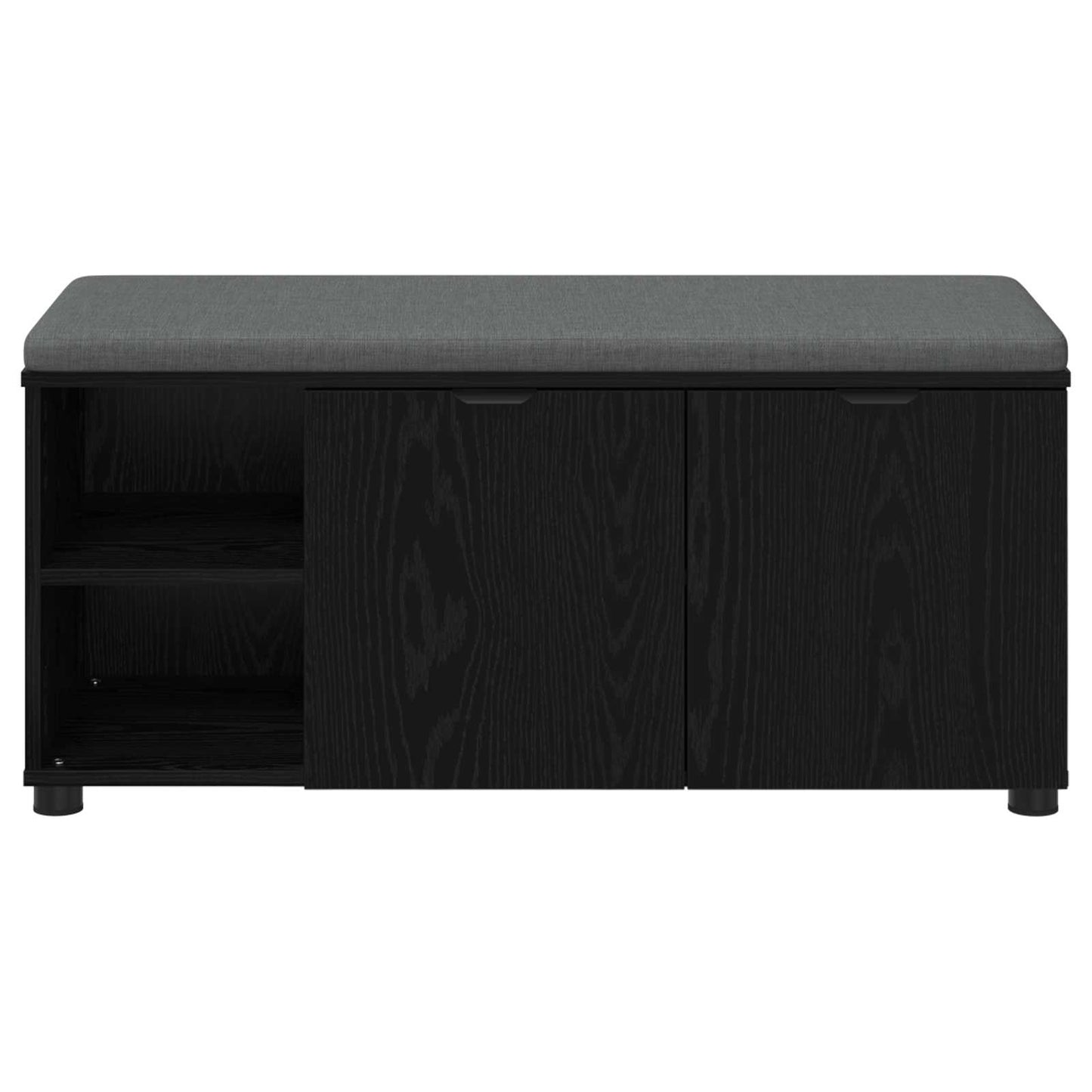 Hallbænk med pude Sort Eg 100 x 38 x 46 cm Kunstigt træ og stof