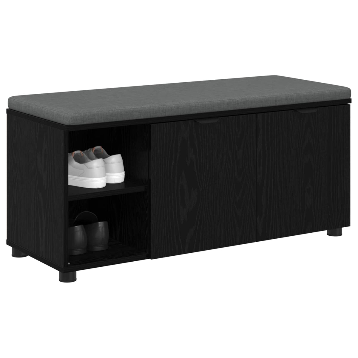 Hallbænk med pude Sort Eg 100 x 38 x 46 cm Kunstigt træ og stof