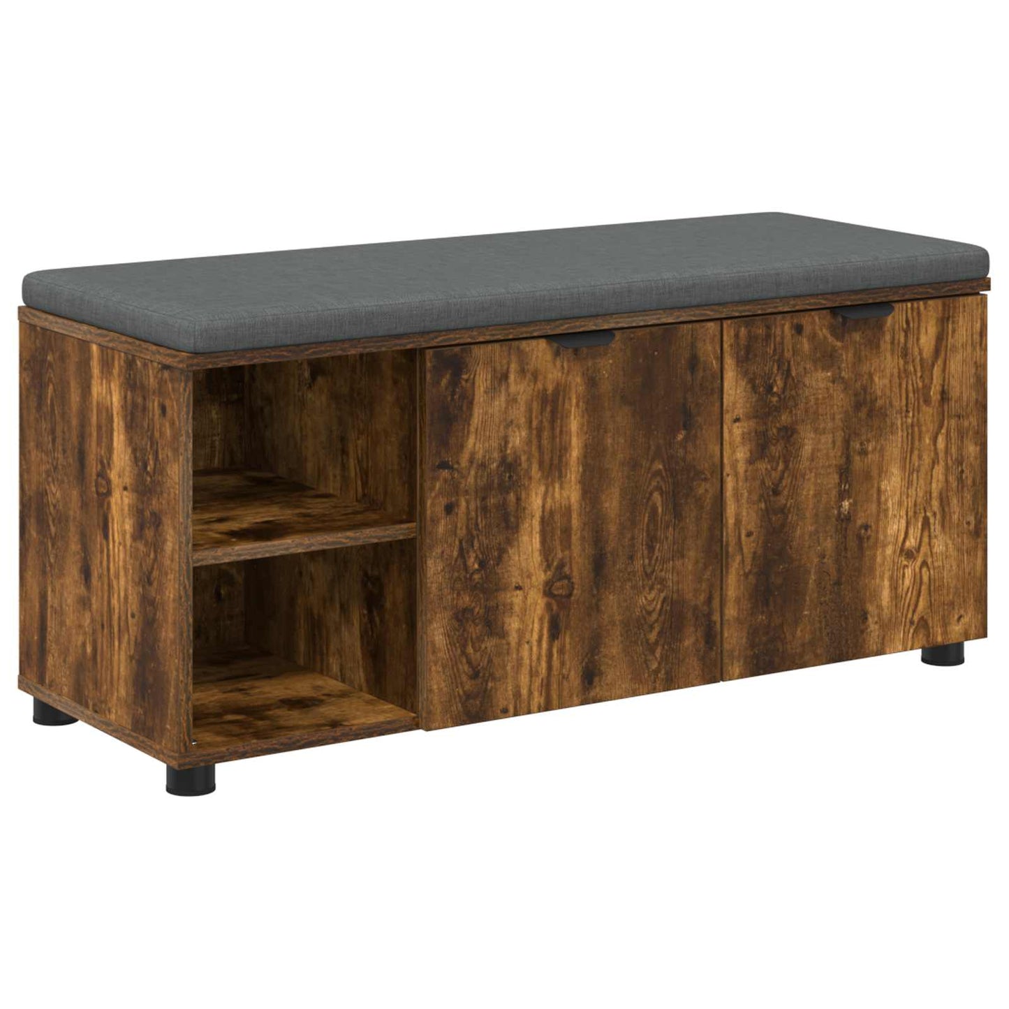 Hallbænk med dør Røget Eg 100 x 38 x 46 cm Kunstigt træ og stof