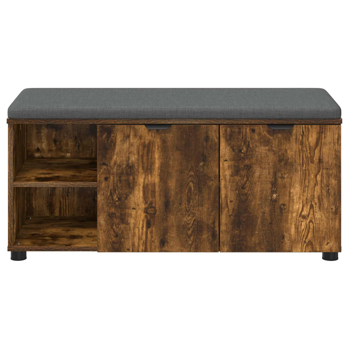 Hallbænk med dør Røget Eg 100 x 38 x 46 cm Kunstigt træ og stof