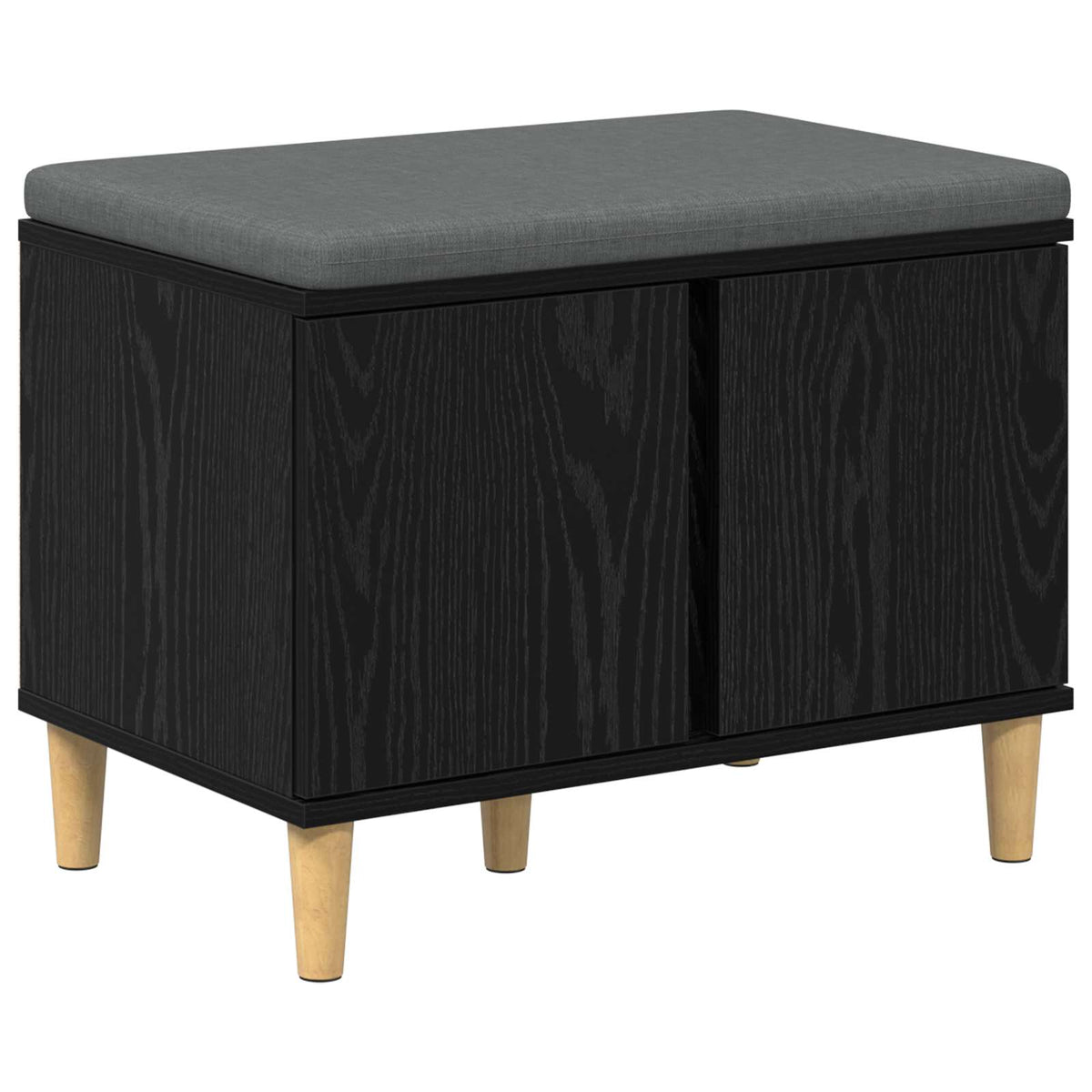 Hallbænk med pude Sort Eg 60 x 38 x 46 cm Kunstigt træ og stof