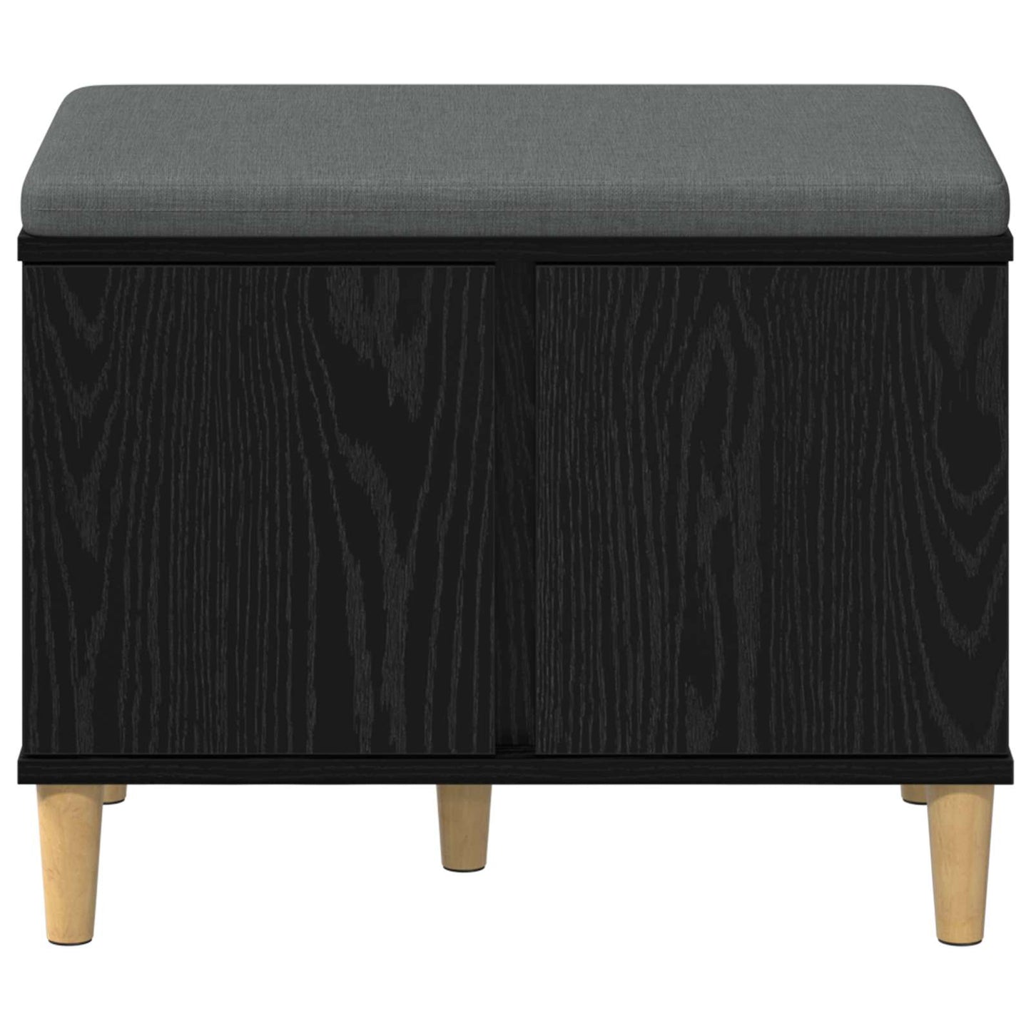 Hallbænk med pude Sort Eg 60 x 38 x 46 cm Kunstigt træ og stof
