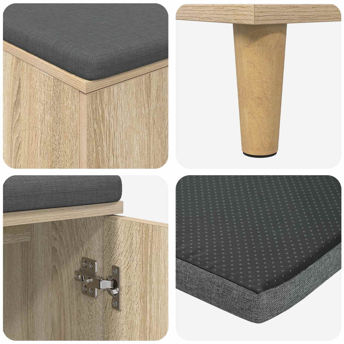 Hallbænk med dør Sonoma eg 60 x 38 x 46 cm Kunstigt træ og stof