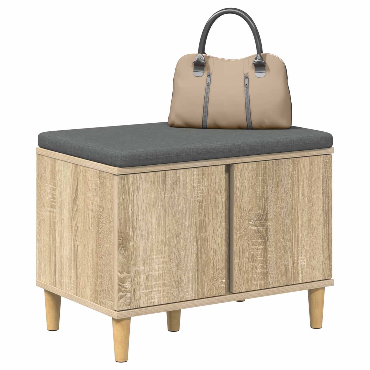 Hallbænk med dør Sonoma eg 60 x 38 x 46 cm Kunstigt træ og stof