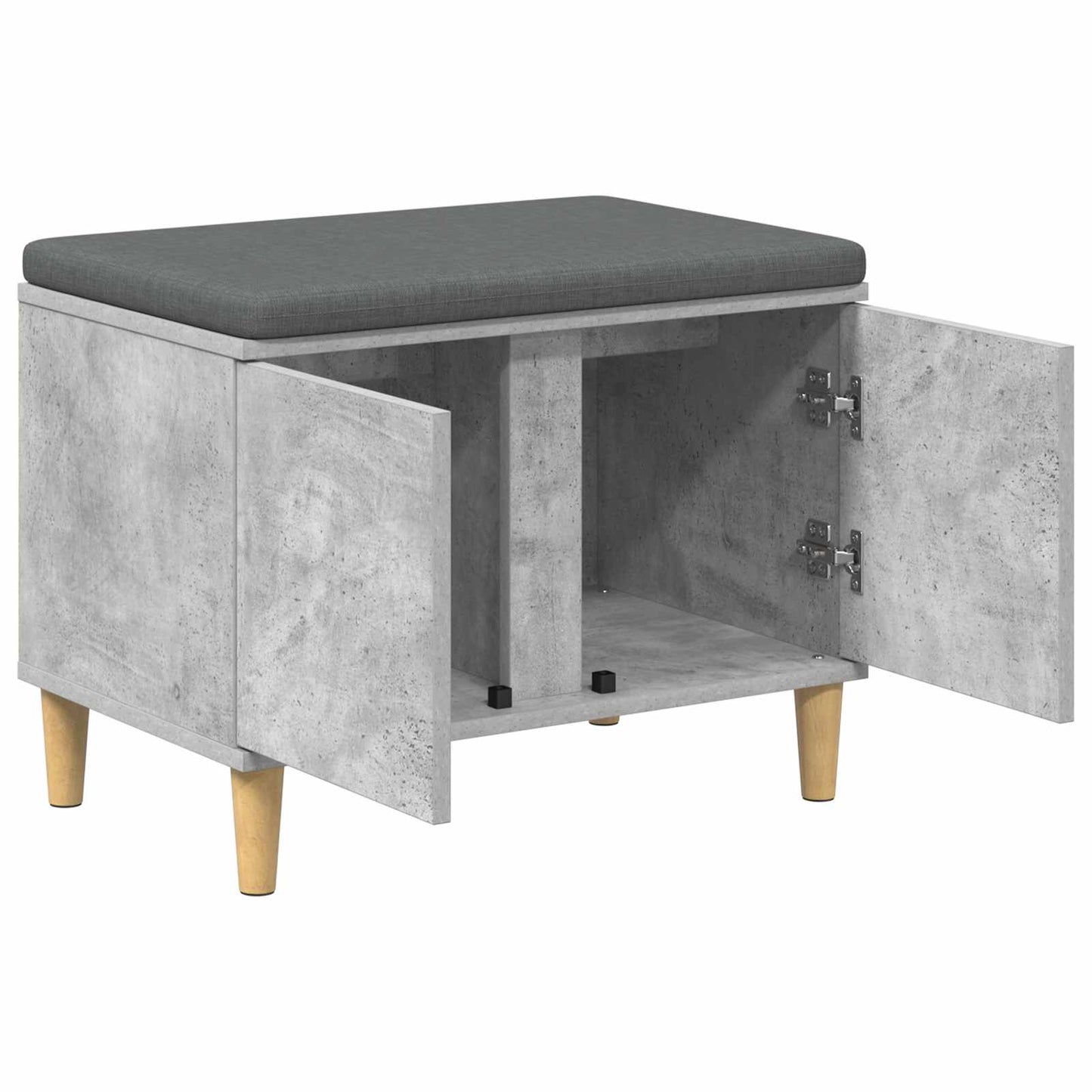 Hallbænk med pude BetonGrå 60 x 38 x 46 cm Kunstigt træ og stof