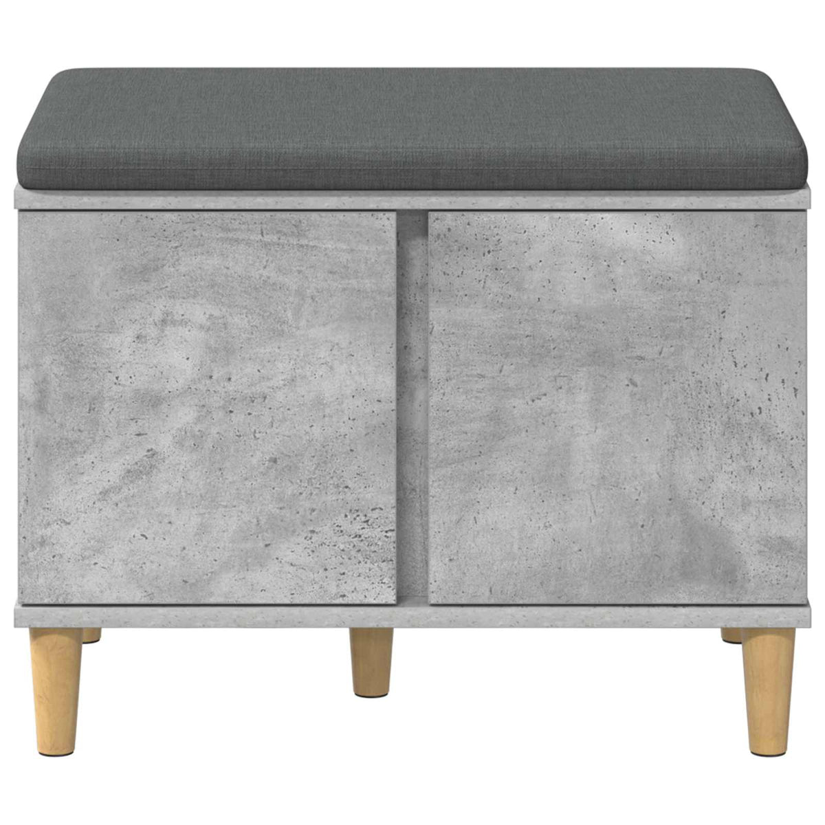 Hallbænk med pude BetonGrå 60 x 38 x 46 cm Kunstigt træ og stof