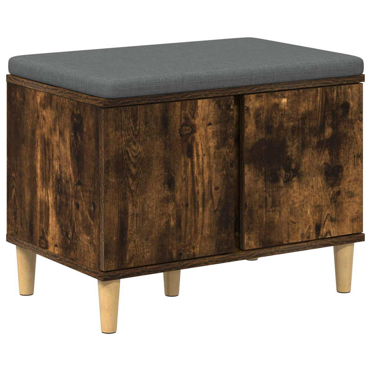Hallbænk med pude Røget Eg 60 x 38 x 46 cm Kunstigt træ og stof