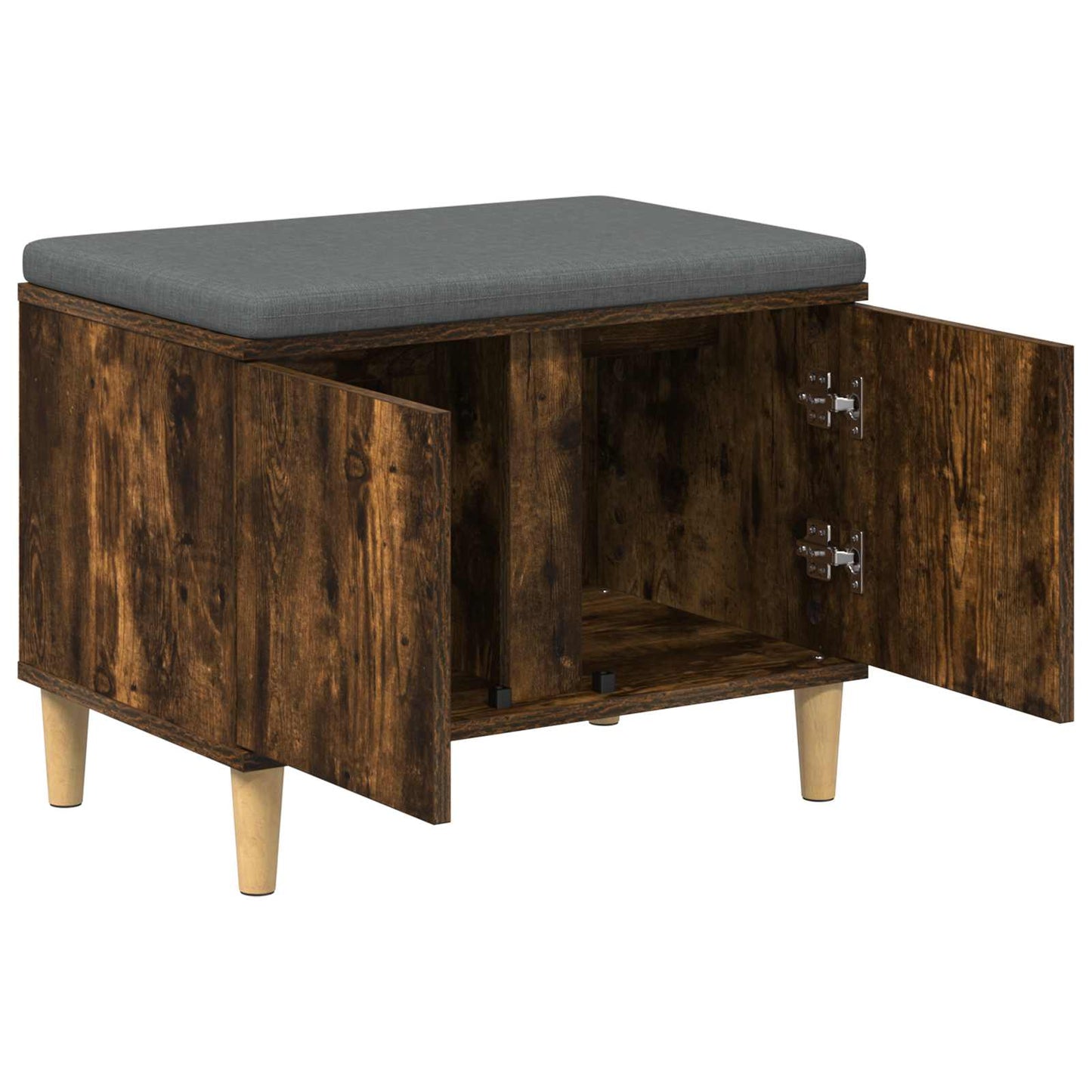 Hallbænk med pude Røget Eg 60 x 38 x 46 cm Kunstigt træ og stof