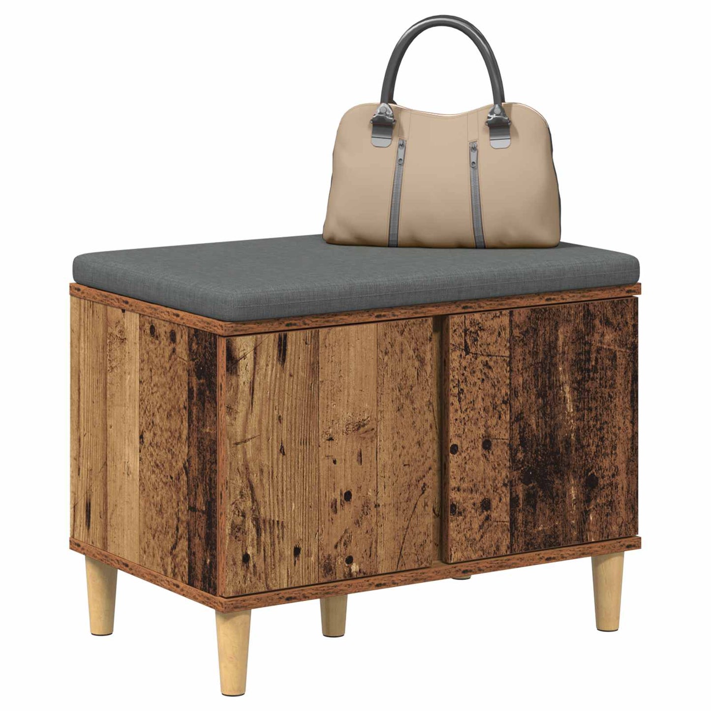 Hallbænk Gammelt træ 60 x 38 x 46 cm Kunstigt træ og stof