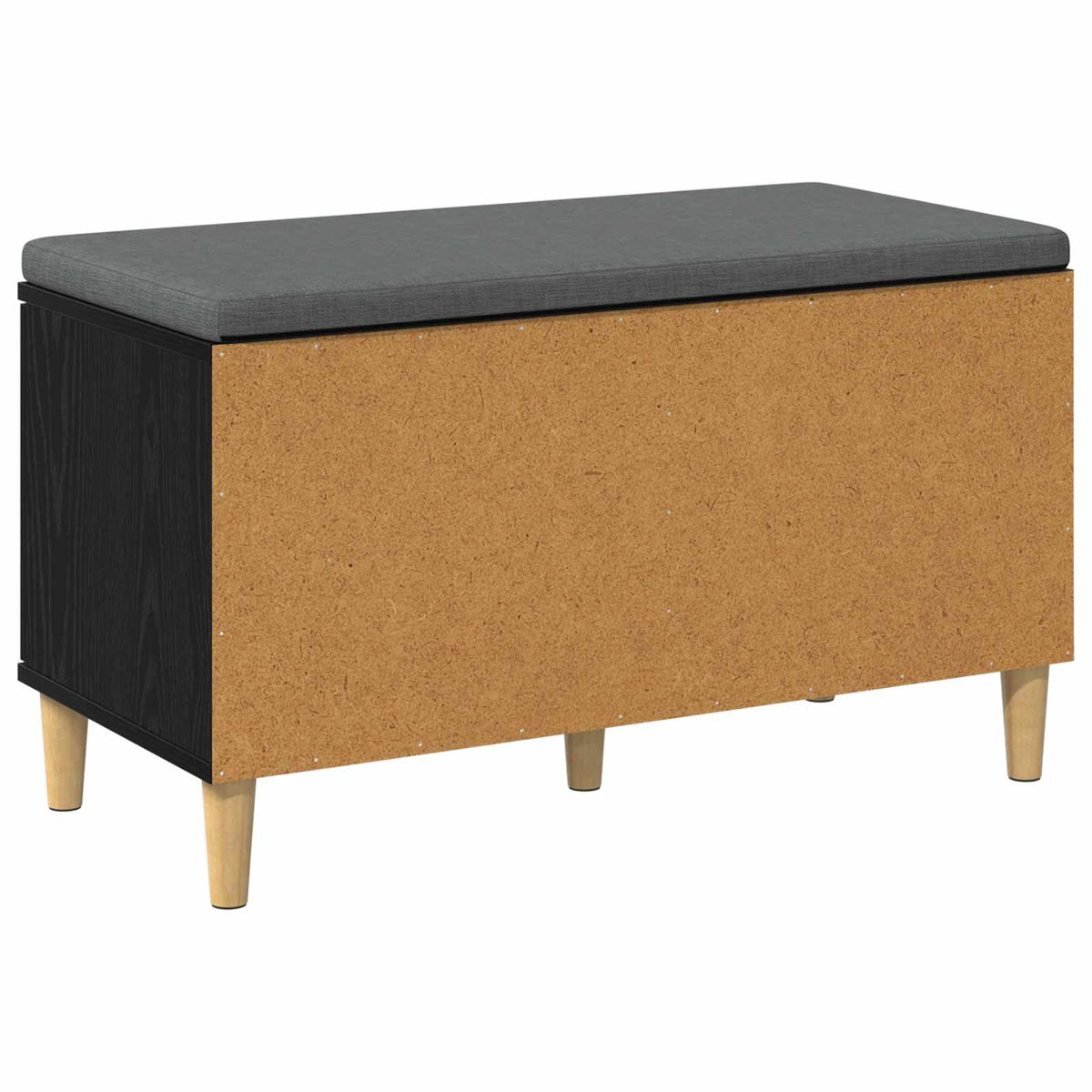 Hallbænk med pude Sort Eg 80 x 38 x 46 cm Kunstigt træ og stof