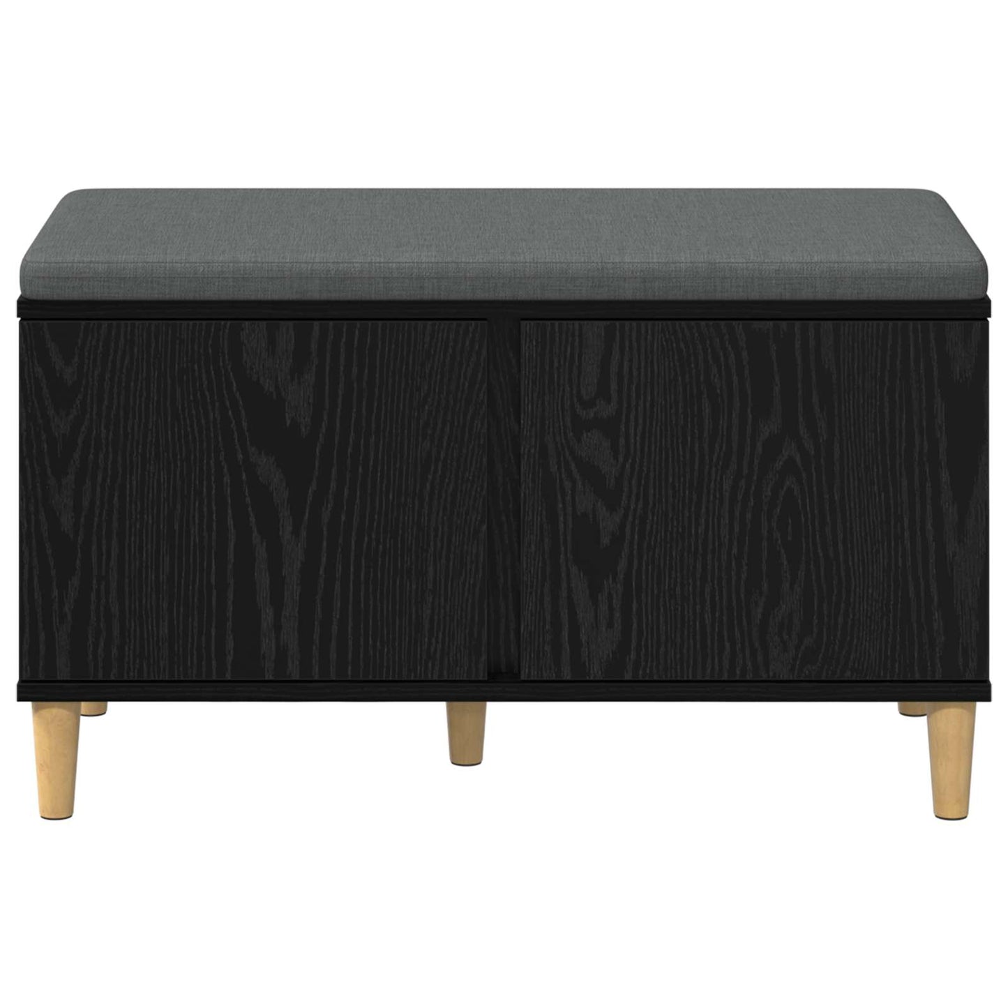 Hallbænk med pude Sort Eg 80 x 38 x 46 cm Kunstigt træ og stof