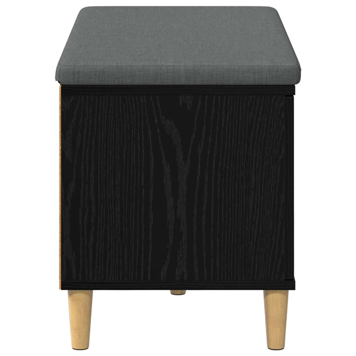 Hallbænk med pude Sort Eg 80 x 38 x 46 cm Kunstigt træ og stof