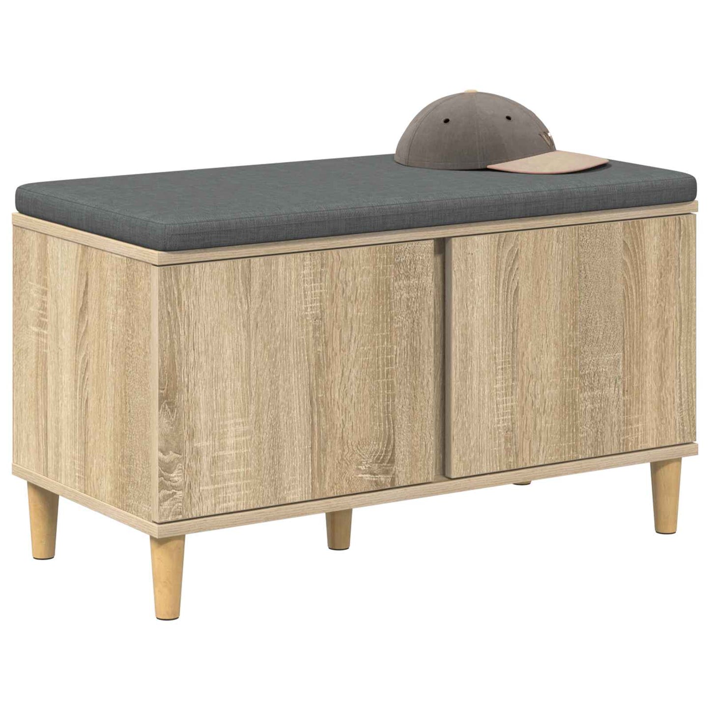 Hallbænk med dør Sonoma eg 80 x 38 x 46 cm Kunstigt træ og stof