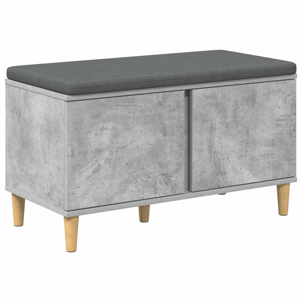 Hallbænk med pude BetonGrå 80 x 38 x 46 cm Kunstigt træ og stof