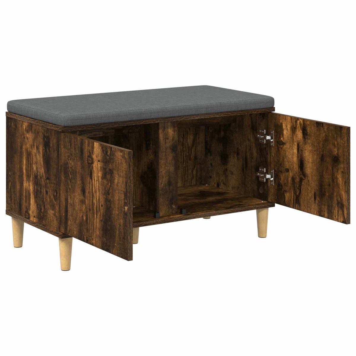 Hallbænk med pude Røget Eg 80 x 38 x 46 cm Kunstigt træ og stof