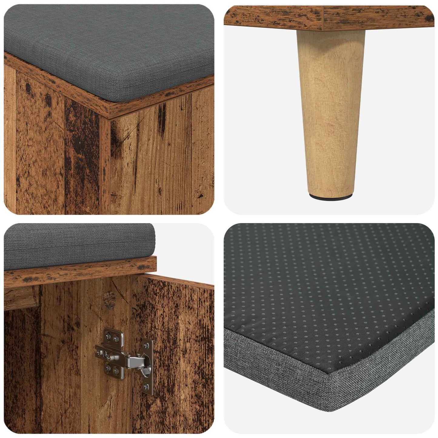 Hallbænk Gammelt træ 80 x 38 x 46 cm Kunstigt træ og stof