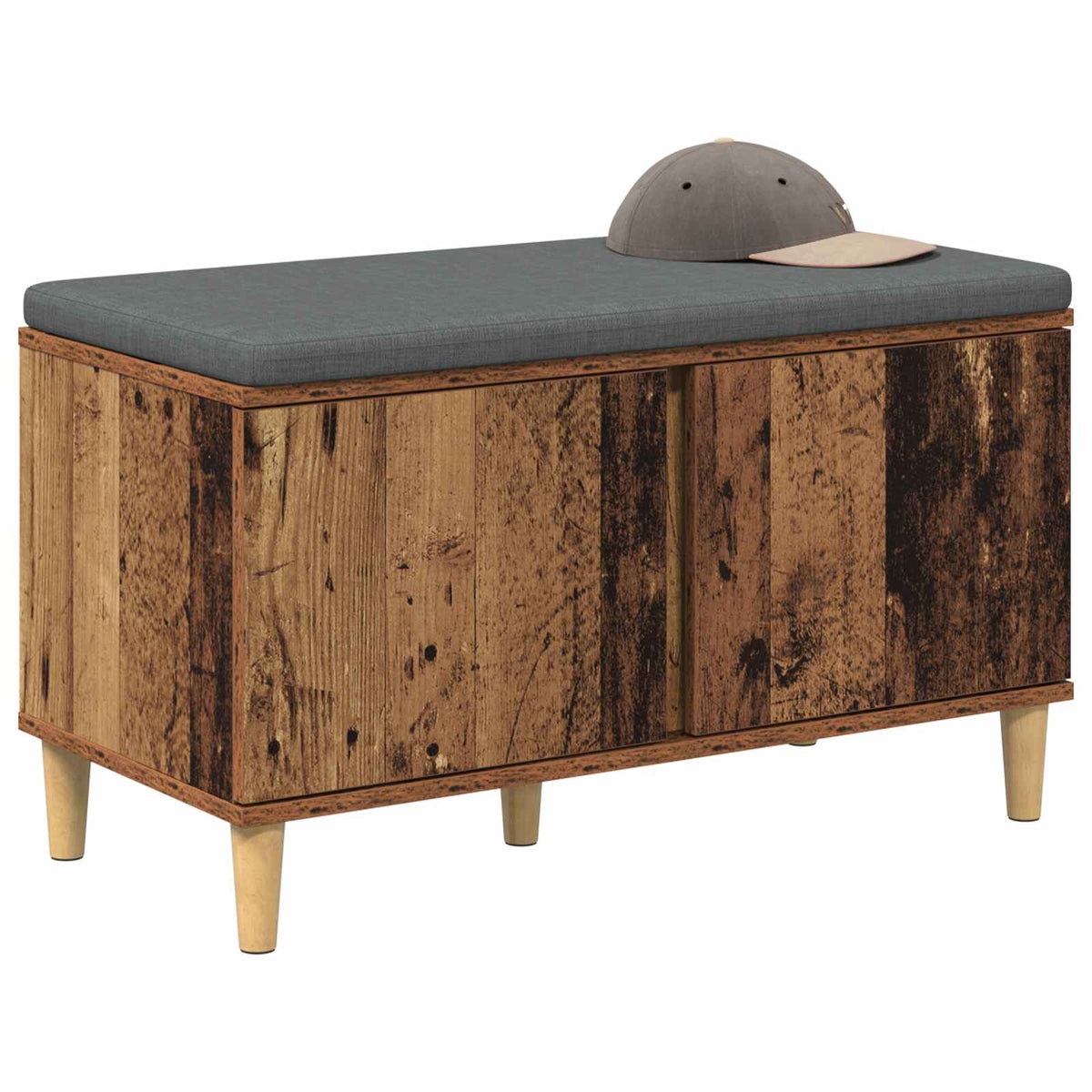 Hallbænk Gammelt træ 80 x 38 x 46 cm Kunstigt træ og stof