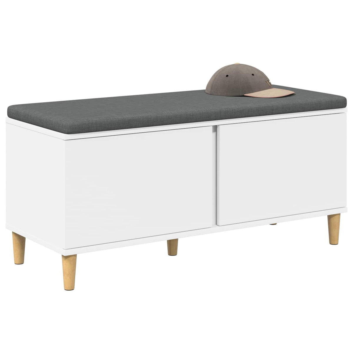 Hallbænk med pude Hvid 100 x 38 x 46 cm Kunstigt træ og stof
