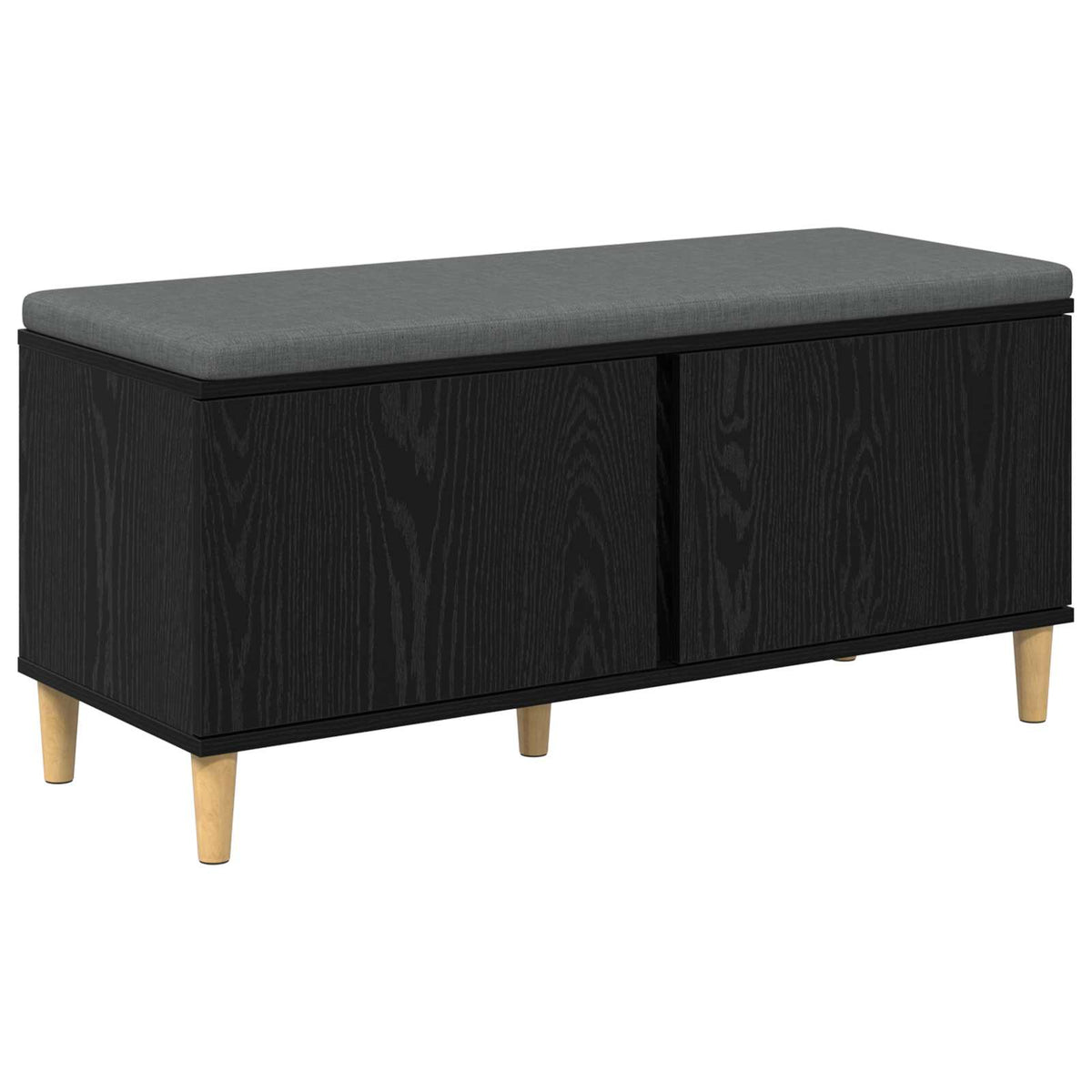 Hallbænk med pude Sort Eg 100 x 38 x 46 cm Kunstigt træ og stof