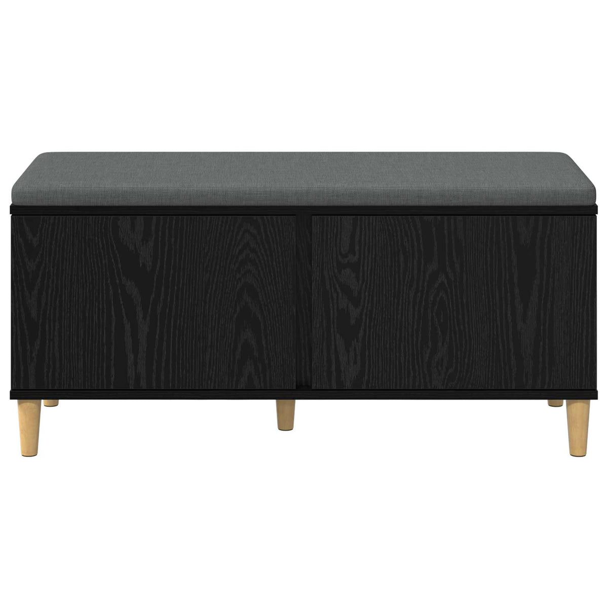 Hallbænk med pude Sort Eg 100 x 38 x 46 cm Kunstigt træ og stof
