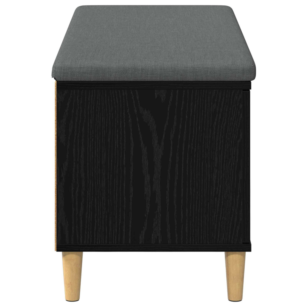 Hallbænk med pude Sort Eg 100 x 38 x 46 cm Kunstigt træ og stof