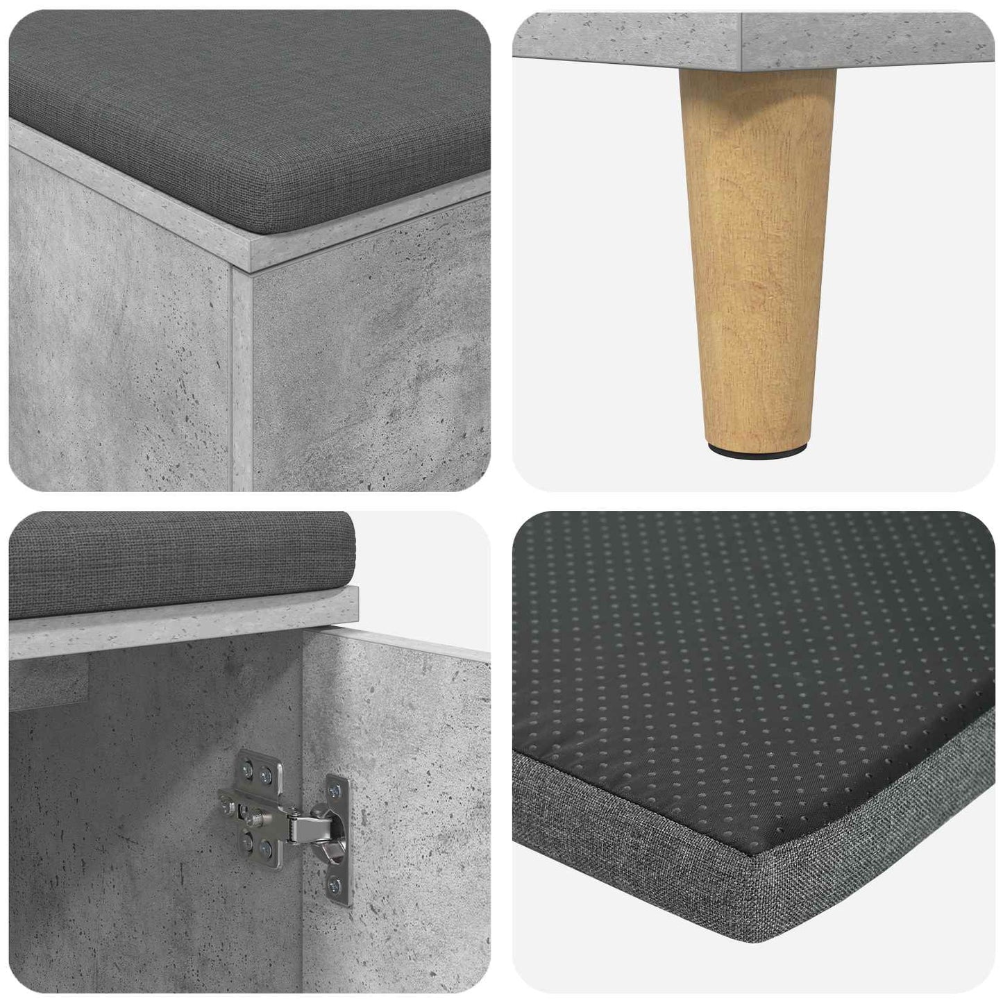 Hallbænk med dør BetonGrå 100 x 38 x 46 cm Kunstigt træ og stof