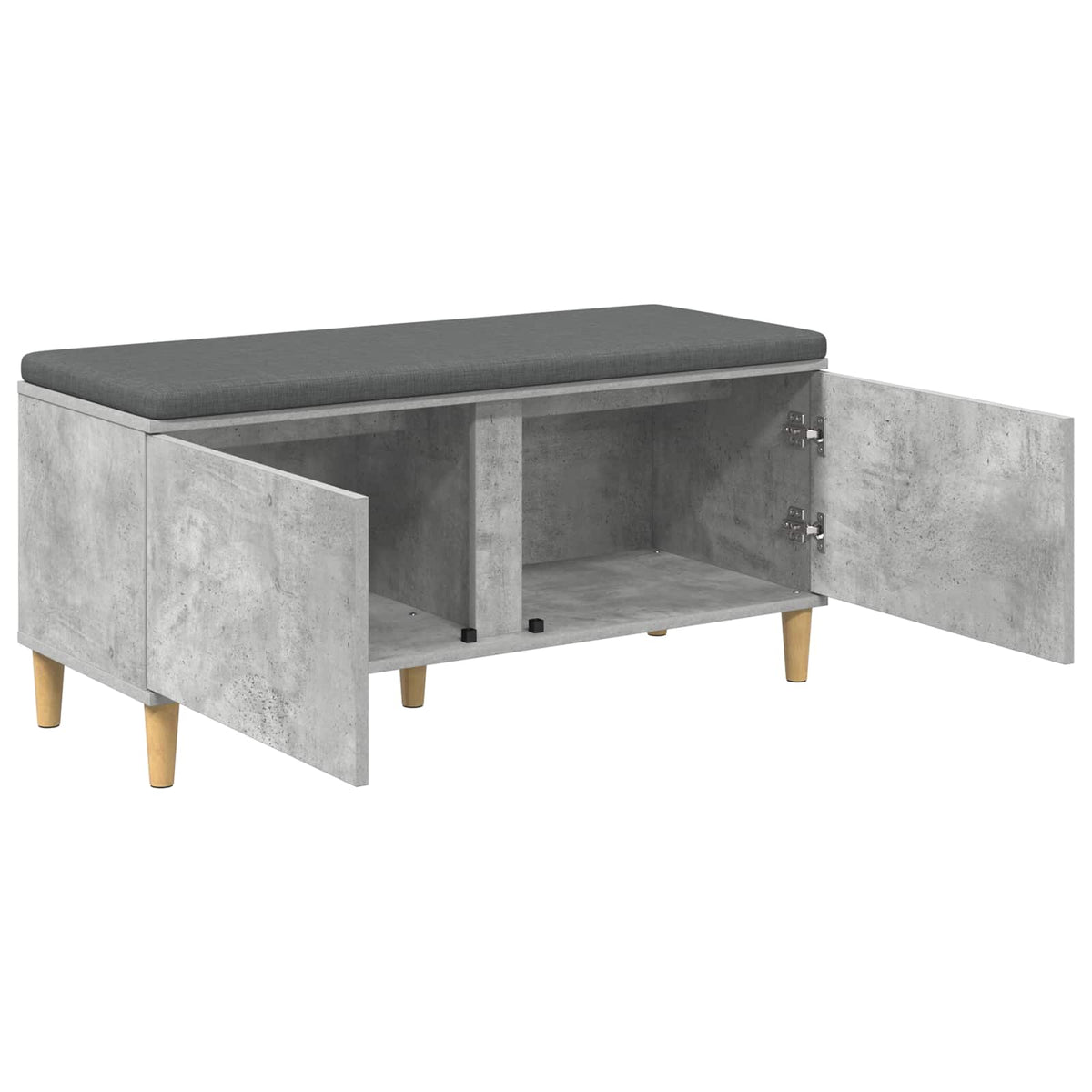 Hallbænk med dør BetonGrå 100 x 38 x 46 cm Kunstigt træ og stof