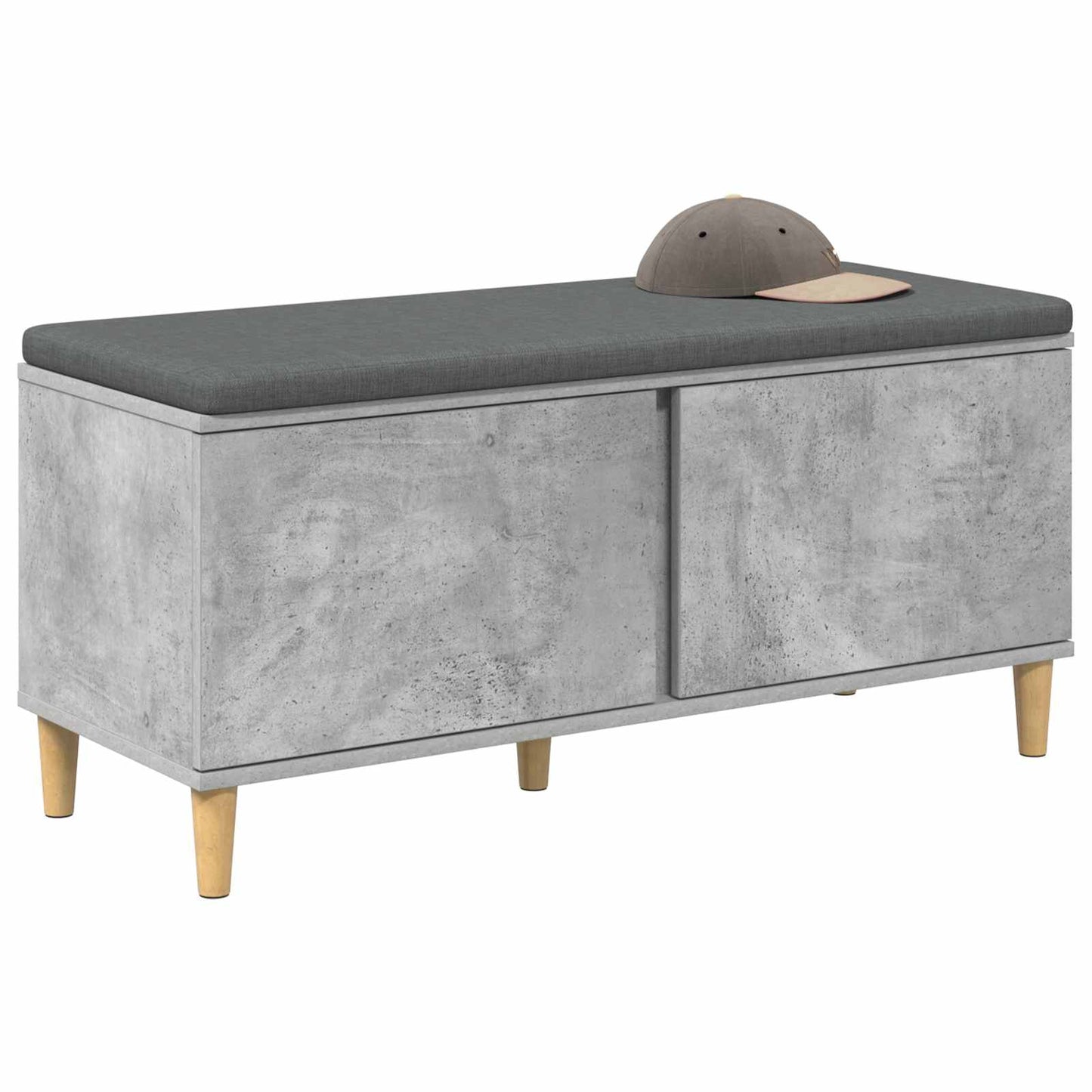 Hallbænk med dør BetonGrå 100 x 38 x 46 cm Kunstigt træ og stof